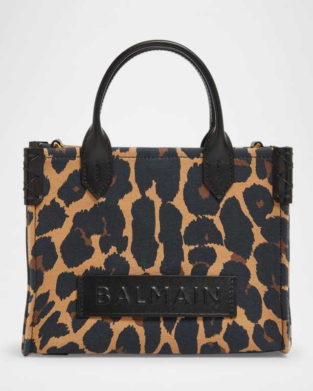 B-Army Small Shopper Shoulder Bag in Leopard-Print Canvas